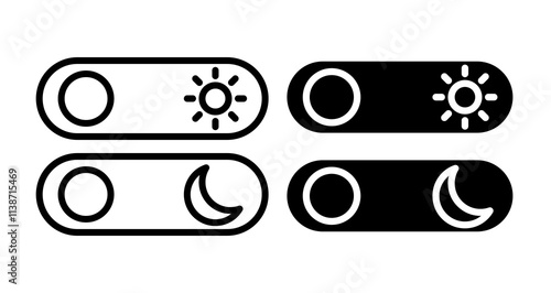 Day and night mode Icons set in solid and thin line style