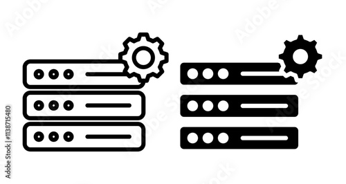 Dedicated server Icons set in solid and thin line style