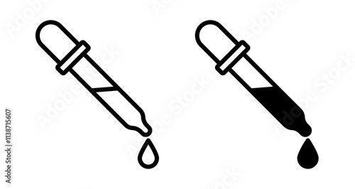 Dropper Icons vectors. black solid and liner versions