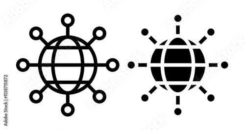Global technology Icons set in solid and thin line style