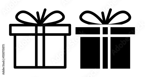 Gift Box Icons set in solid and thin line style