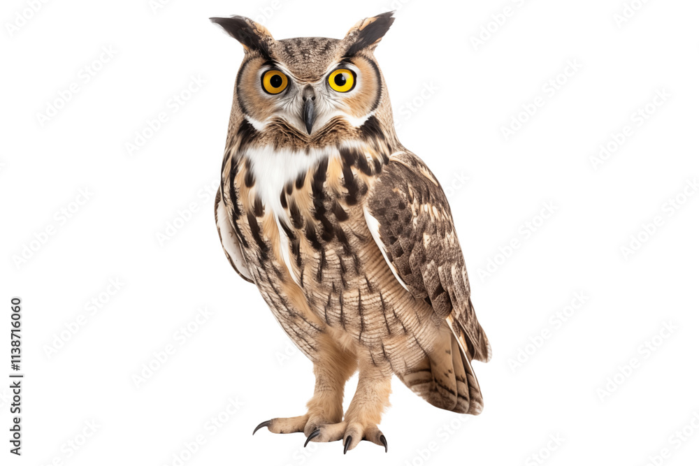 Obraz premium Owl in full growth isolated on a transparent background.