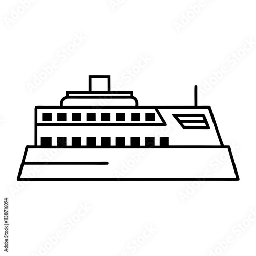 Ferry Terminal Line Art on White Background