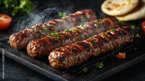 Grilling skewers with meat over an open flame at a summer cookout