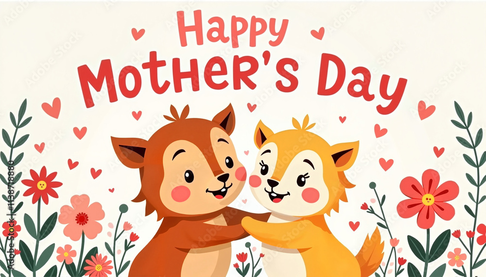 Adorable cartoon animals hugging with Adorable cartoon animals hugging with