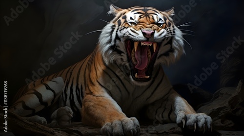 Tiger wild screaming roars