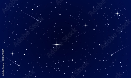Night starry sky in galaxy with stars and flying comets. vector illustration