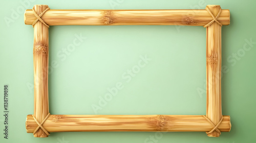 Eco friendly bamboo picture frame on pastel green background photo