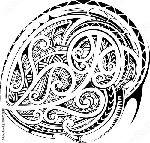 Polynesian style tattoo design for chest and shoulder area