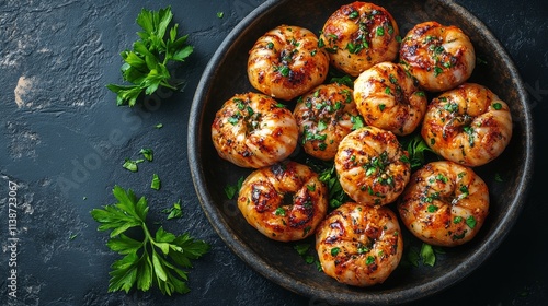 Savory garlic butter stuffed mushrooms served on a white plate
