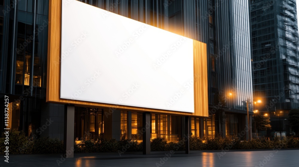Mockup blank billboard on a modern building ready for future advertising campaigns in a city setting Mockup blank billboard on a modern building ready for future advertising campaigns in a city setting