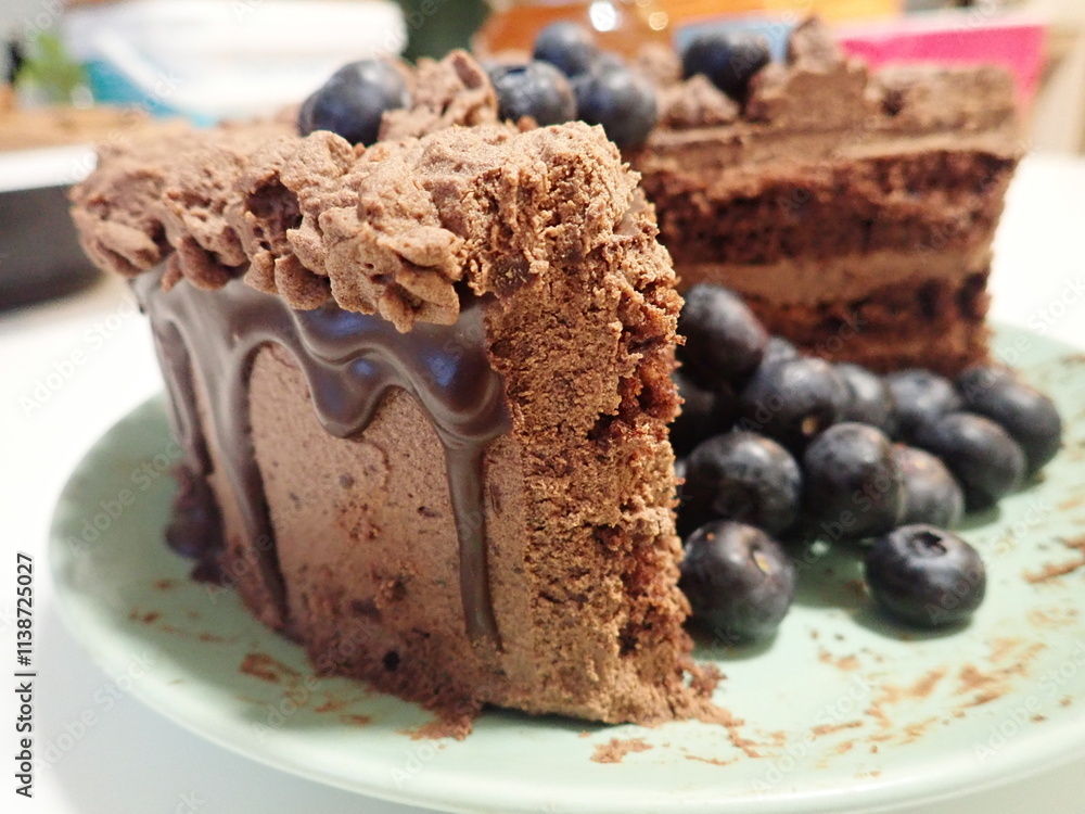 sweet decorated chocolate cake with blueberries sweet decorated chocolate cake with blueberries