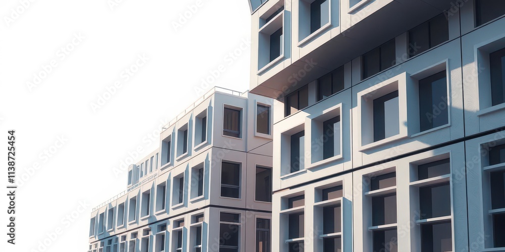 Abstract rendering of a modern, minimalist house with sleek lines and large windows, structure, facade, building Abstract rendering of a modern, minimalist house with sleek lines and large windows, structure, facade, building