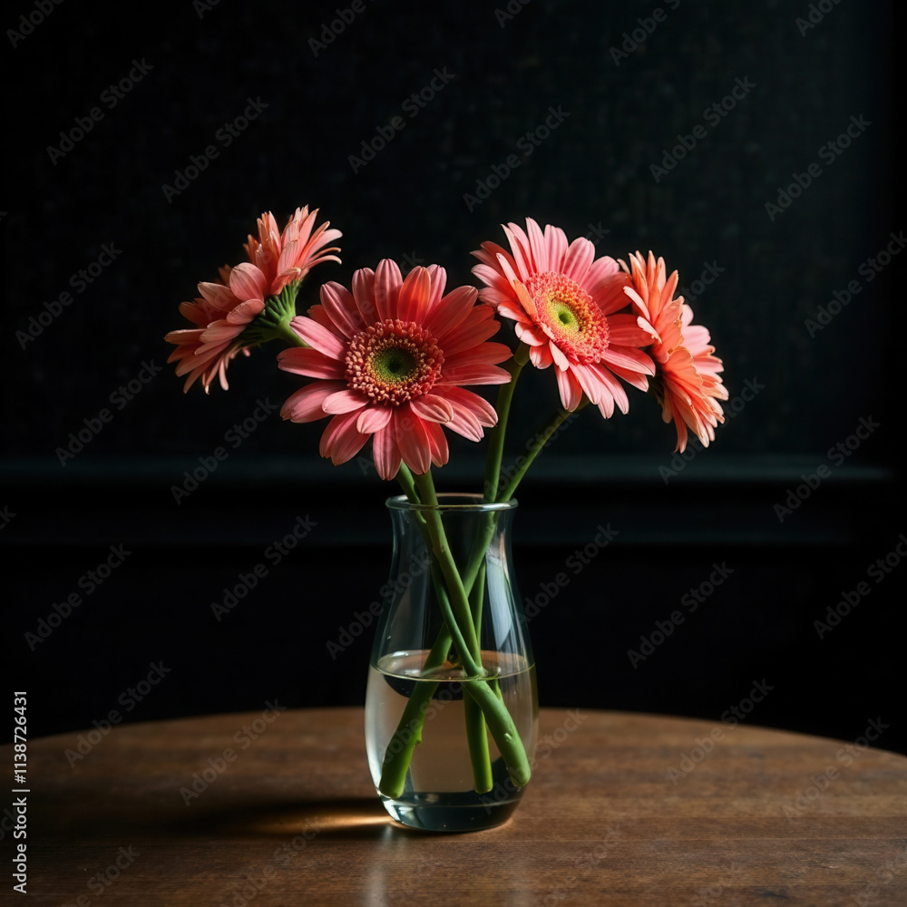 custom made wallpaper toronto digitalflower, vase, bouquet, flowers, nature, plant, bloom, blossom, beauty, floral, decoration, petal, flora, beautiful, glass, green, frame, gerbera, table, interior