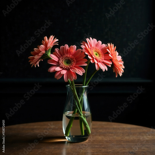 Wallpaper Mural flower, vase, bouquet, flowers, nature, plant, bloom, blossom, beauty, floral, decoration, petal, flora, beautiful, glass, green, frame, gerbera, table, interior Torontodigital.ca