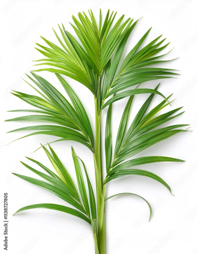 Isolated on white, a vibrant spider plant cutting with long, radiating leaves brings a touch of nature and freshness Isolated on white, a vibrant spider plant cutting with long, radiating leaves brings a touch of nature and freshness