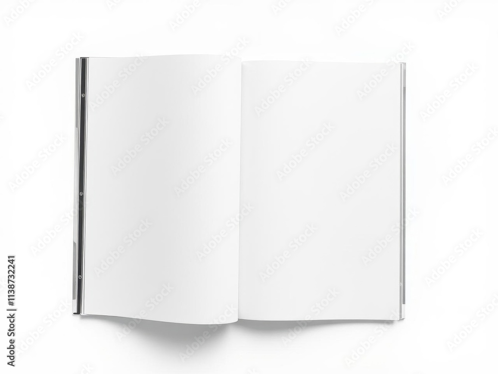 Magazine cover and open magazine mockup on white background with blank space for customization, blank, white, print Magazine cover and open magazine mockup on white background with blank space for customization, blank, white, print