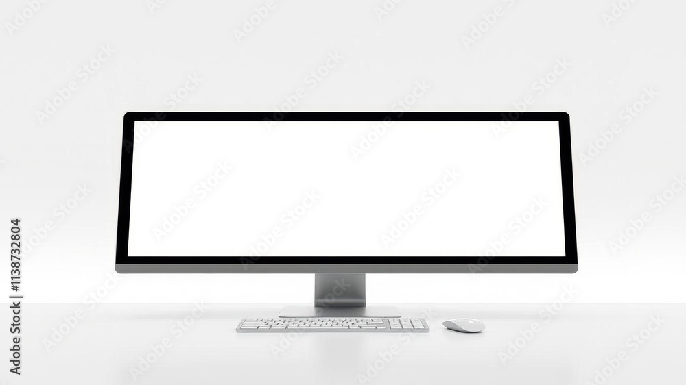 Modern silver laptop with blank web screen mockup, device, electronic, technology Modern silver laptop with blank web screen mockup, device, electronic, technology