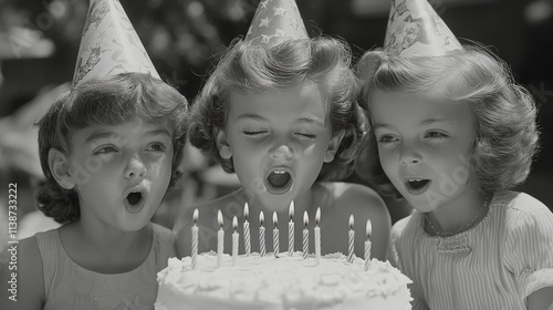 Happy child celebrating birthday with cake and candles in cozy indoor setting photo