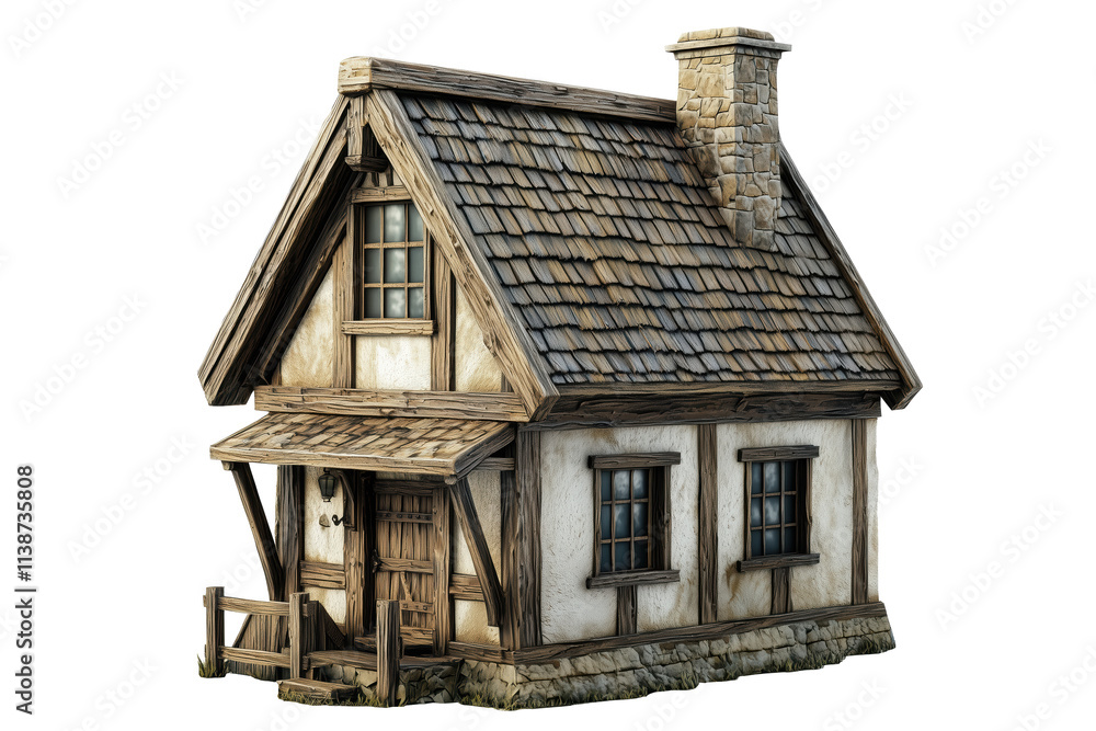 Wooden model of a small house on white background Wooden model of a small house on white background