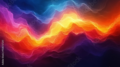 Colorful abstract fabric waves flowing gracefully in soft light