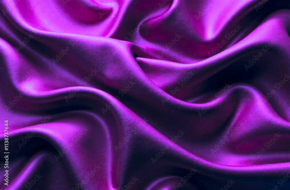 Fototapeta premium Purple satin fabric background. Close-up of Fashionable fabric texture, elegant folds and soft sheen