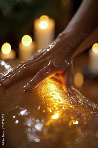 Relaxing massage session with candles at a tranquil wellness center during th...