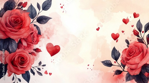 Romantic heart and soft pink roses create a lovely atmosphere for celebrations