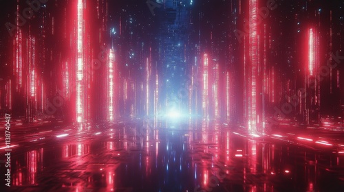 Colorful abstract wave pattern representing sound and light interactions at n...