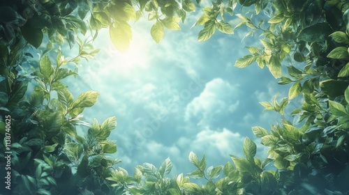 Sunlight filtering through lush green leaves in a serene outdoor setting