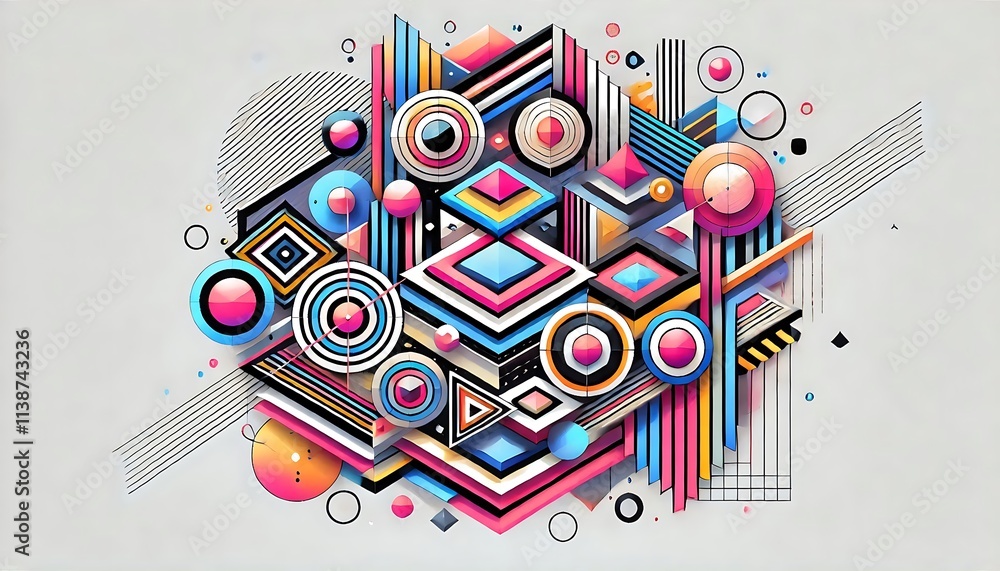 Geometric Symphony: A Dance of Shapes and Colors Geometric Symphony: A Dance of Shapes and Colors