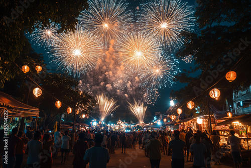 Joyful celebration lights up the night with dazzling fireworks display photo