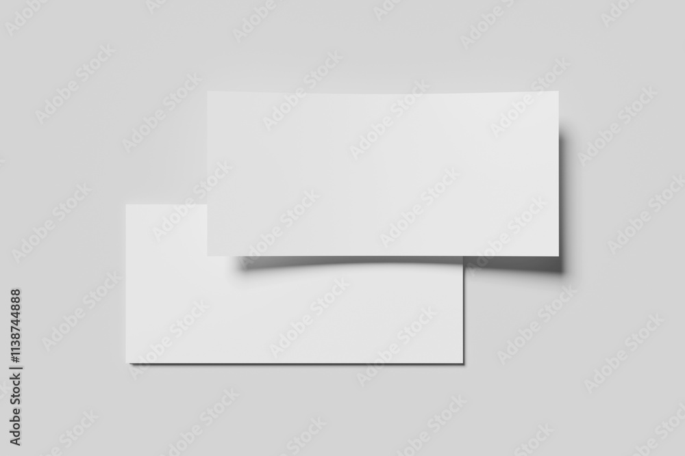 Blank landscape DL flyer mockup - 3D ilustration Blank landscape DL flyer mockup - 3D ilustration