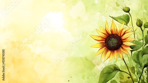 Vibrant sunflower against a teal backdrop. Summery, cheerful vibes.