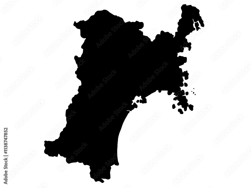 Fototapeta premium 少しゆるい宮城県のシルエット 東北地方