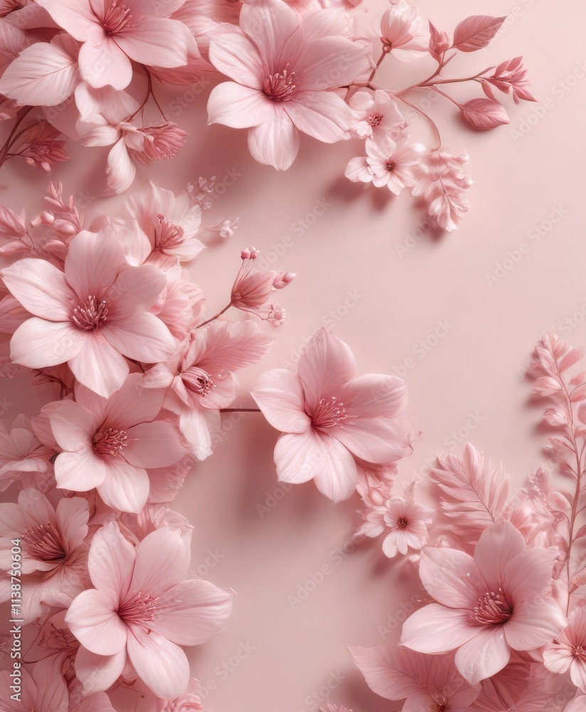 Delicate pink floral pattern on soft background, light pink, textile, fabric Delicate pink floral pattern on soft background, light pink, textile, fabric