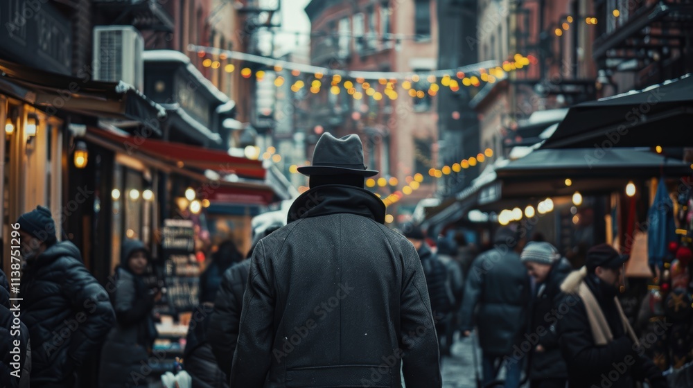 Detective Observing Crowded Street for Intelligence Gathering and Investigation Detective Observing Crowded Street for Intelligence Gathering and Investigation