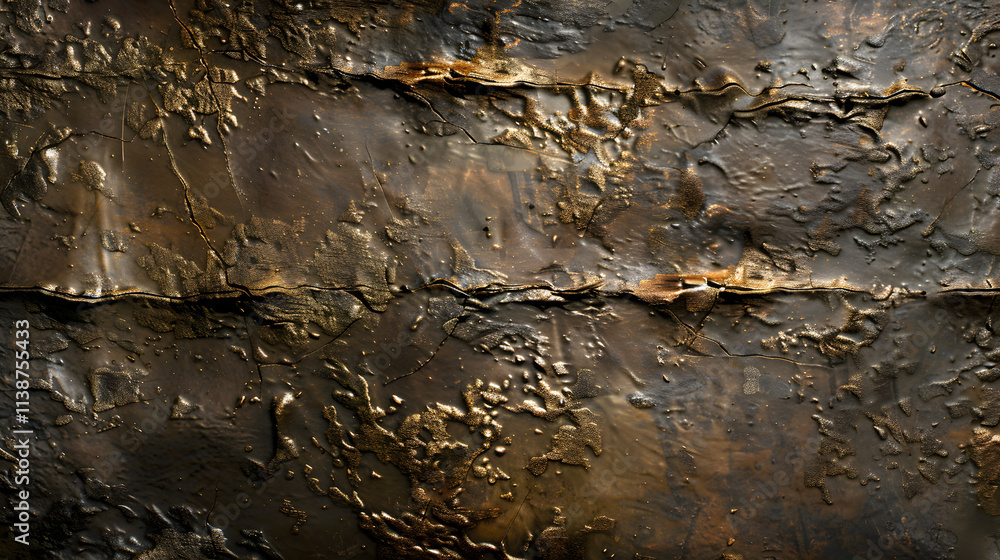 Obraz premium Intricate Bronze Texture Showcasing Patina and Fine Etchings Reflecting Light and Earthy Tones
