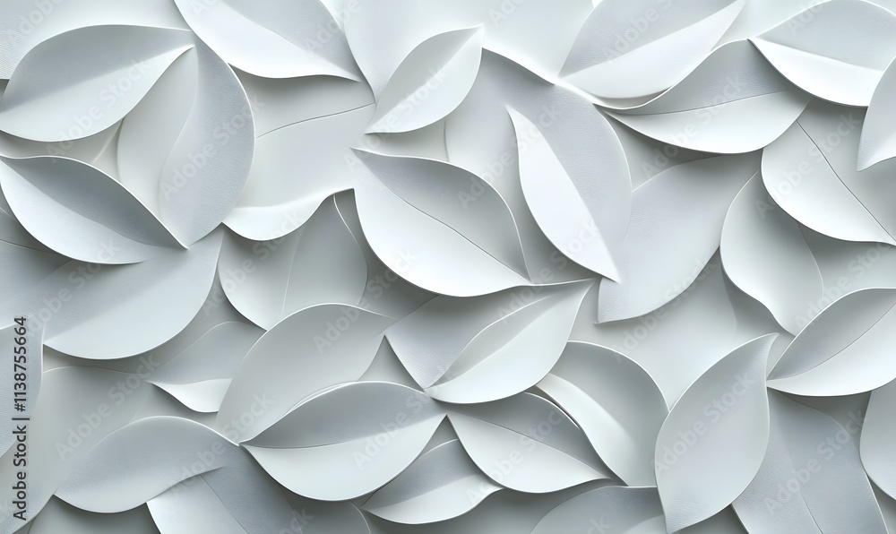 a contemporary white 3D tile design with geometric leaf motifs a contemporary white 3D tile design with geometric leaf motifs