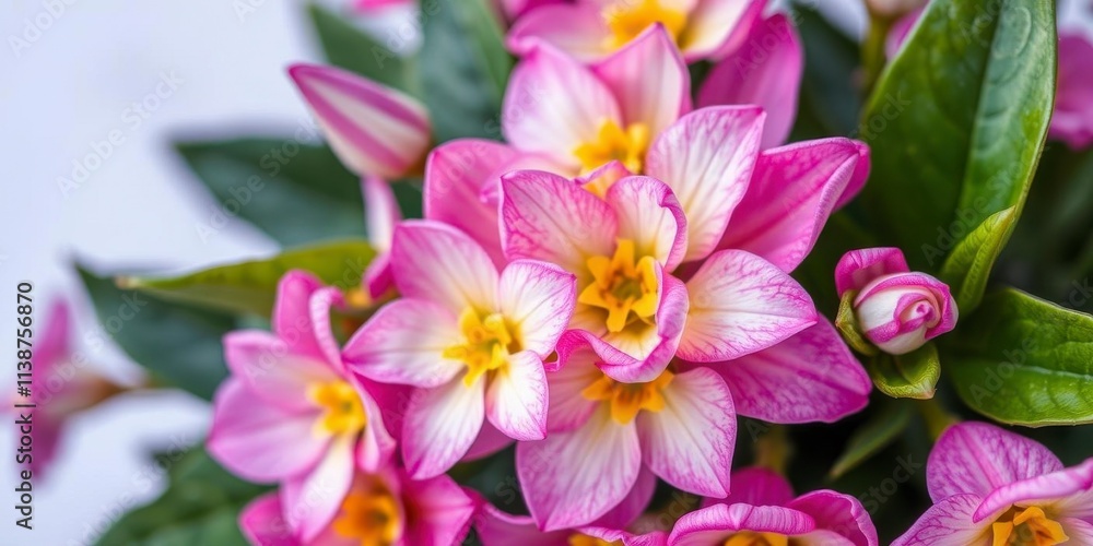 Vibrant purple flower petals and delicate green leaves creating a stunning botanical composition, delicate, plant, petals Vibrant purple flower petals and delicate green leaves creating a stunning botanical composition, delicate, plant, petals