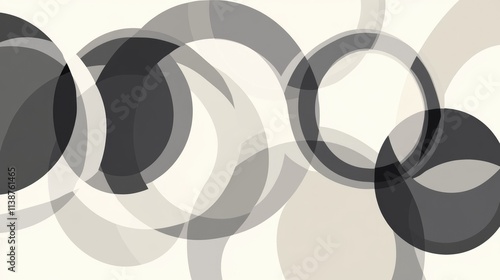Elegant Minimalist Design of Grey Circles: Abstract Illustration for Modern Backgrounds © Serhii