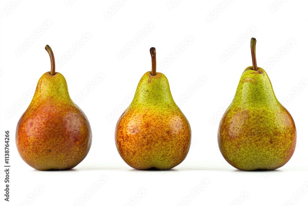Trio of Fresh Green Pears Isolated Against a White Canvas Trio of Fresh Green Pears Isolated Against a White Canvas