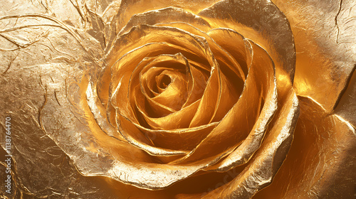 Fototapeta Naklejka Na Ścianę i Meble -  Golden rose foil texture with shiny metallic finish and intricate noise patterns. metallic finish. illustration. Aureate. Illustration