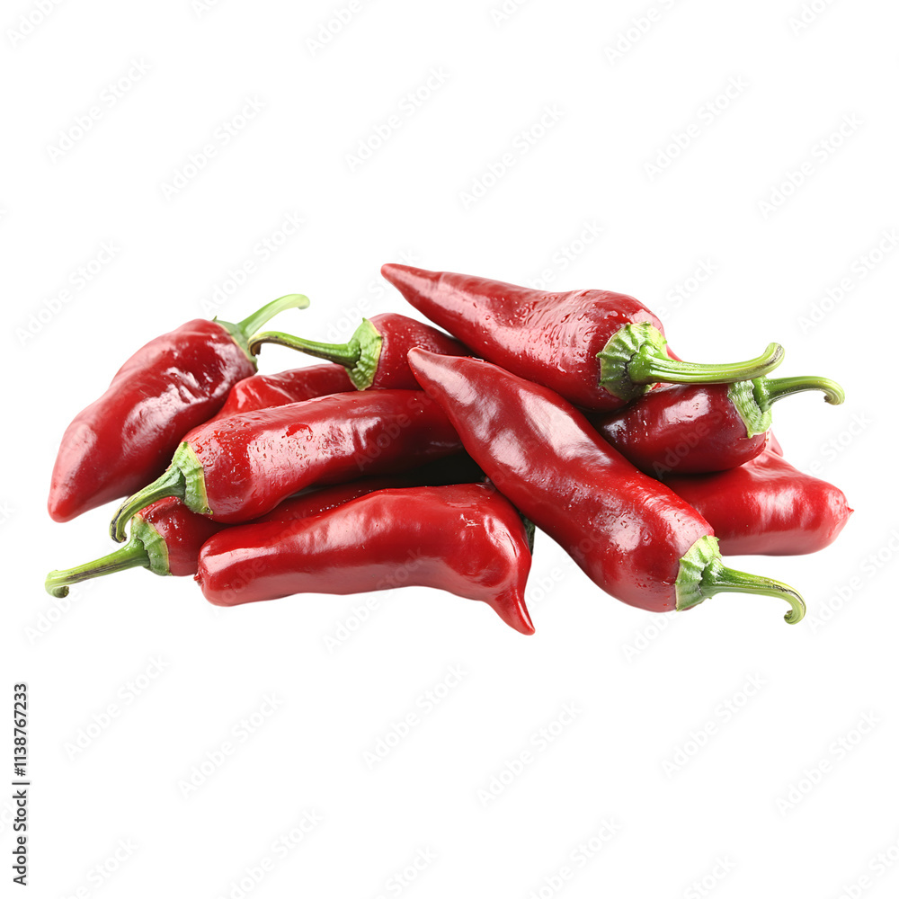 Fresh red hot peppers stacked together, perfect for cooking or garnishing Fresh red hot peppers stacked together, perfect for cooking or garnishing
