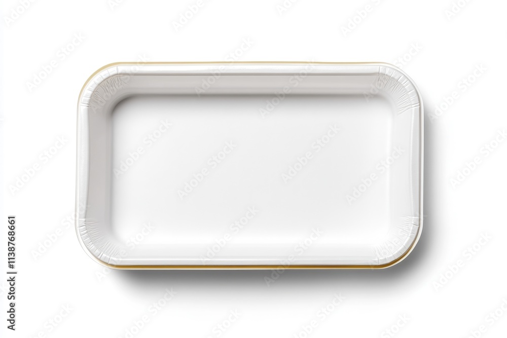 Sleek White Food Tray Crafted from Polystyrene Foam, Isolated with Clipping Path on Clean Background Sleek White Food Tray Crafted from Polystyrene Foam, Isolated with Clipping Path on Clean Background