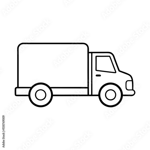 Cargo Truck Line Art on White Background 