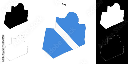 Bay region outline map set