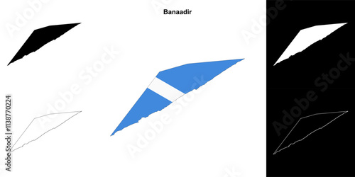 Banaadir region outline map set