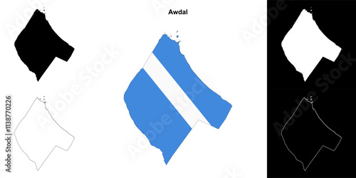 Awdal region outline map set