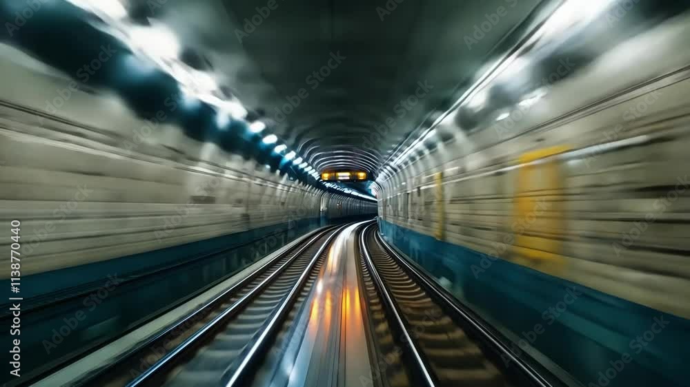 A high-speed train accelerates through a dimly lit underground tunnel, showcasing the sleek tracks and glowing lights. The motion creates a thrilling ambience as it speeds away. A high-speed train accelerates through a dimly lit underground tunnel, showcasing the sleek tracks and glowing lights. The motion creates a thrilling ambience as it speeds away.